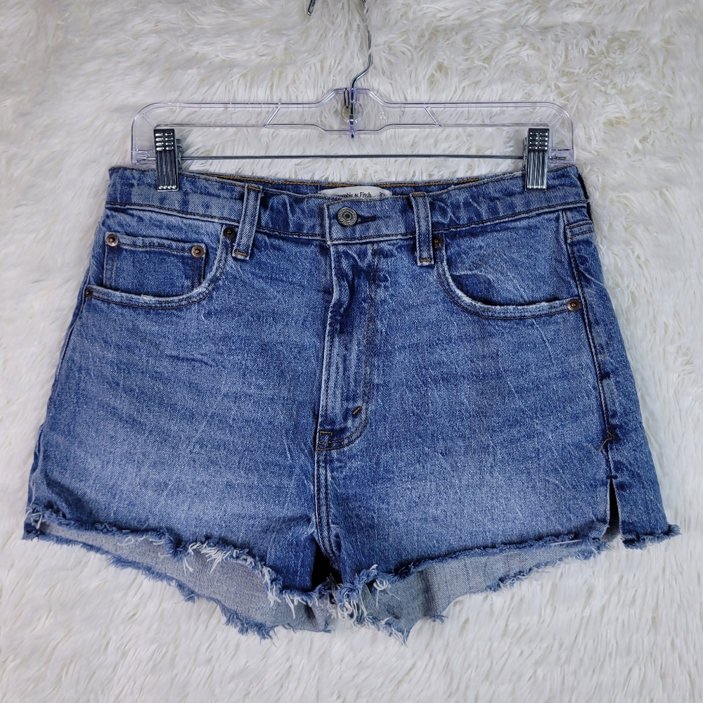 Abercrombie‎ & Fitch Women The Mom Short High Rise Denim Cut Off Summer Festival